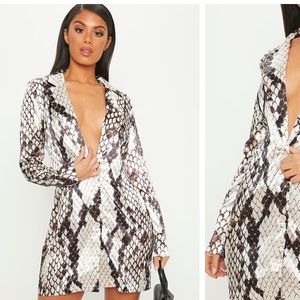 Satin Snake Print Blazer Dress NWT